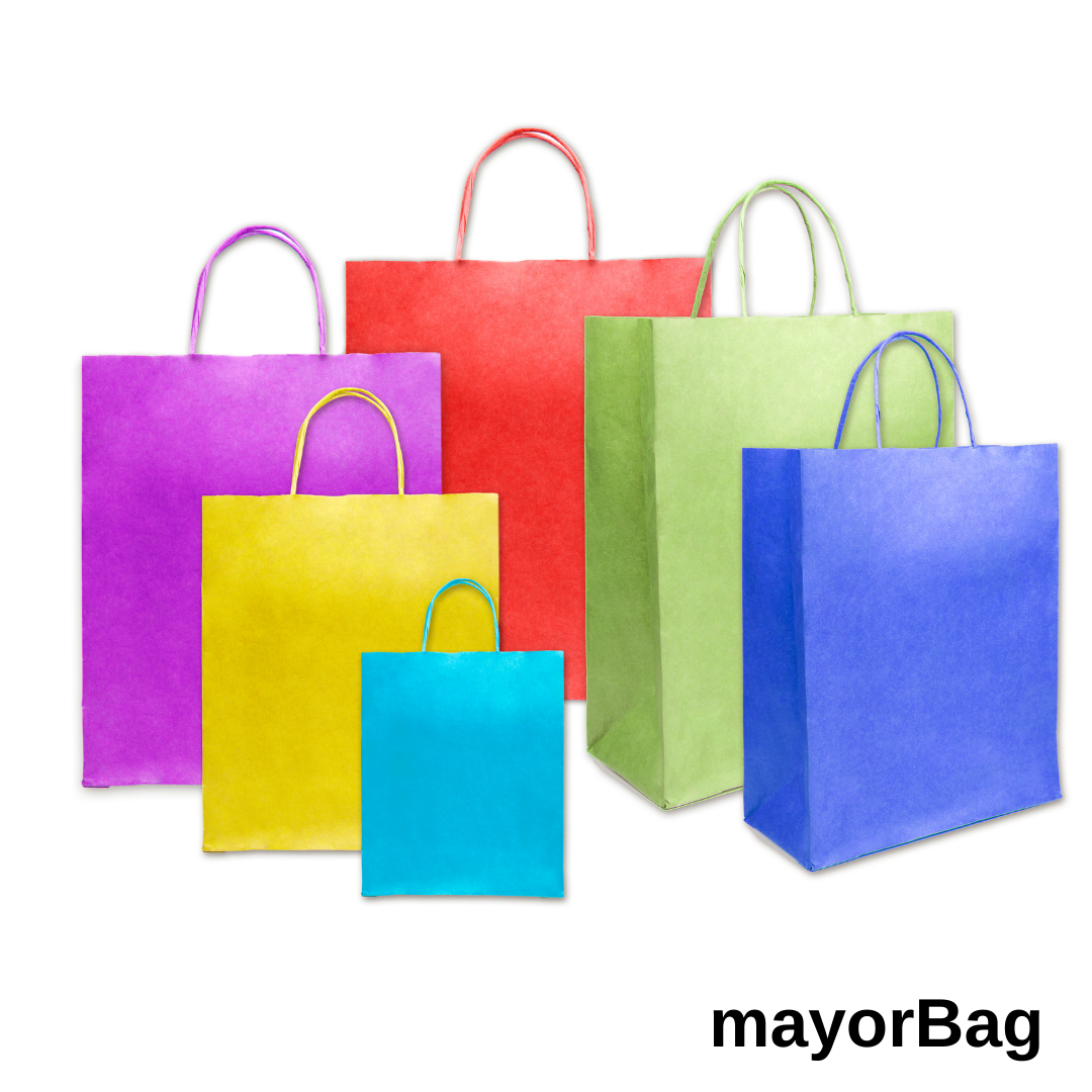 AP522 PAQ 50 BOLSAS DE PAPEL KRAFT COLORES MED C/IMPRESIÓN MAYOR BAG AP522 PAQ 50 BOLSAS DE PAPEL KRAFT COLORES MED C/IMPRESIÓN MAYOR BAG